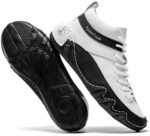 FLYLAND Men's Casual Leather Sneakers Fashion Chukka Boots Lightweight Dress Boots Lace Up Walking Driving Shoes