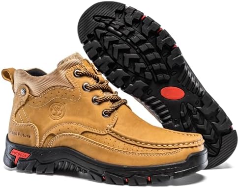 FLYLAND Men's Casual Boots Vintage Leather Ankle Dress Boot Chukka Boots Mid Top Non-Slip Driving Walking Shoes