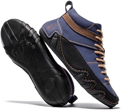 FLYLAND Men's Casual Leather Sneakers Fashion Chukka Boots Lightweight Dress Boots Lace Up Walking Driving Shoes