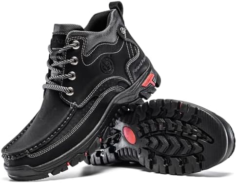 FLYLAND Men's Casual Boots Vintage Leather Ankle Dress Boot Chukka Boots Mid Top Non-Slip Driving Walking Shoes