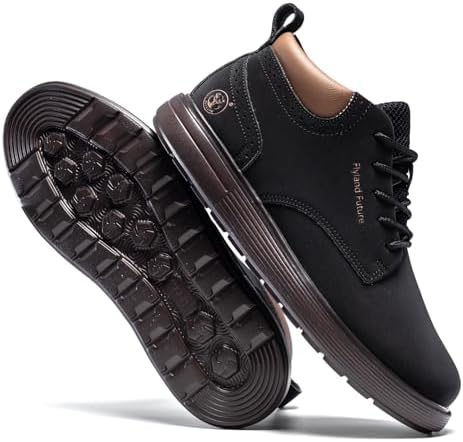 FLYLAND Men's Fashion Sneakers Chukaa Boots Leather Shoes Lace Up Lightweight Dress Boots Walking Driving Shoes
