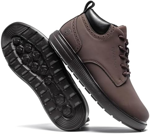 FLYLAND Men's Fashion Sneakers Chukaa Boots Leather Shoes Lace Up Lightweight Dress Boots Walking Driving Shoes