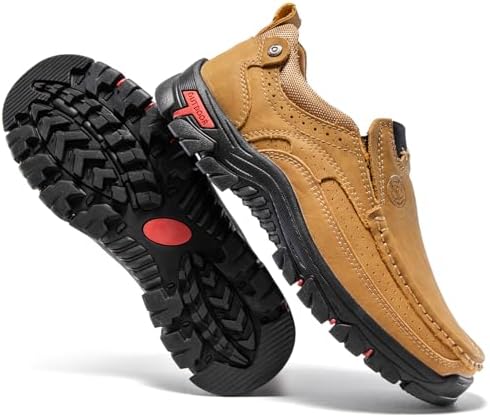 FLYLAND Men's Fashion Slip On Walking Loafers Vintage Leather Ankle Boots Handmade Chukka Boots Casual Non-Slip Sneakers Office Driving Shoes