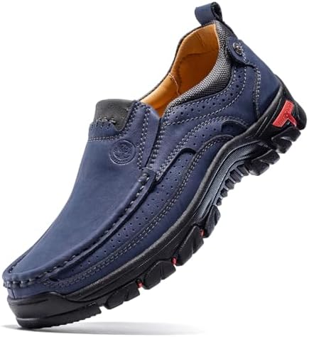 FLYLAND Men's Fashion Slip On Walking Loafers Vintage Leather Ankle Boots Handmade Chukka Boots Casual Non-Slip Sneakers Office Driving Shoes