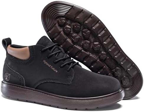 FLYLAND Men's Fashion Sneakers Chukaa Boots Leather Shoes Lace Up Lightweight Dress Boots Walking Driving Shoes