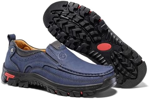 FLYLAND Men's Fashion Slip On Walking Loafers Vintage Leather Ankle Boots Handmade Chukka Boots Casual Non-Slip Sneakers Office Driving Shoes