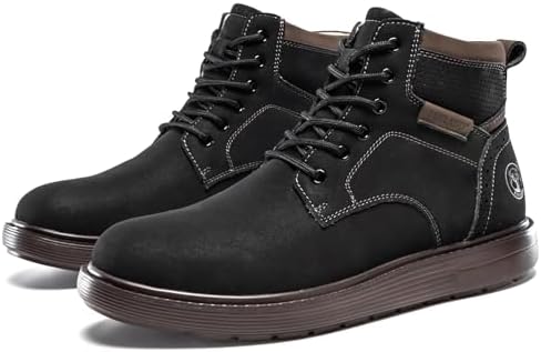 FLYLAND Men's Fashion Sneaker Chukka Boots Lace Up Leather Ankle Dress Boot Lightweight Non-Slip Walking Shoes