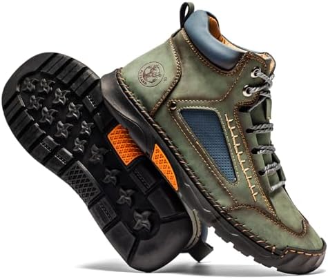 FLYLAND Men's Casual Leather Fashion Sneakers Ankle Chukka Boots Handmade Lightweight Loafers Mid-top Dress Boots Walking Driving Shoes