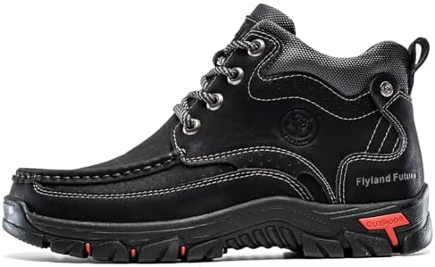 FLYLAND Men's Casual Boots Vintage Leather Ankle Dress Boot Chukka Boots Mid Top Non-Slip Driving Walking Shoes
