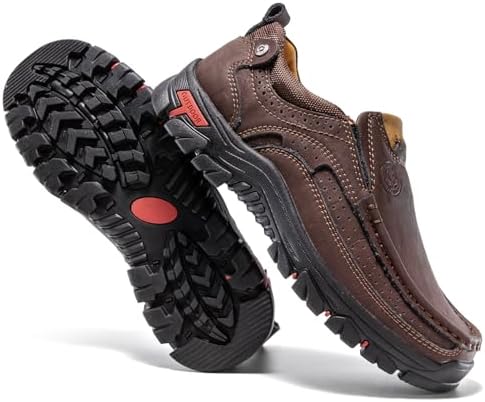 FLYLAND Men's Fashion Slip On Walking Loafers Vintage Leather Ankle Boots Handmade Chukka Boots Casual Non-Slip Sneakers Office Driving Shoes