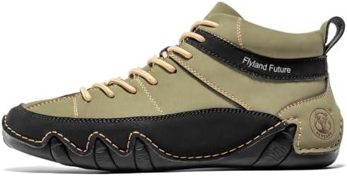 FLYLAND Men's Casual Leather Sneakers Fashion Chukka Boots Lightweight Dress Boots Lace Up Walking Driving Shoes