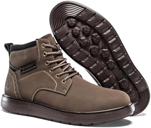 FLYLAND Men's Fashion Sneaker Chukka Boots Lace Up Leather Ankle Dress Boot Lightweight Non-Slip Walking Shoes
