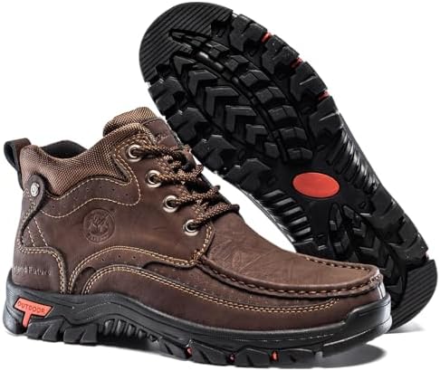 FLYLAND Men's Casual Boots Vintage Leather Ankle Dress Boot Chukka Boots Mid Top Non-Slip Driving Walking Shoes