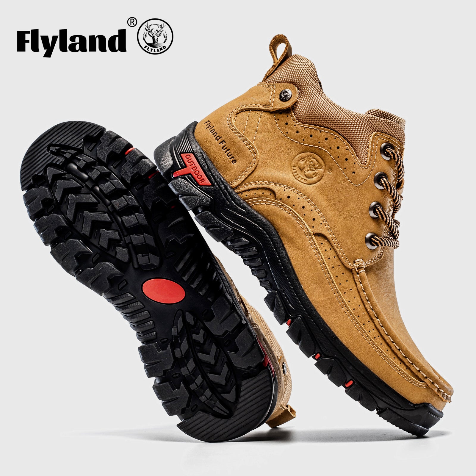 FLYLAND Men's Casual Boots Vintage Leather Ankle Dress Boot Chukka Boots Mid Top Non-Slip Driving Walking Shoes