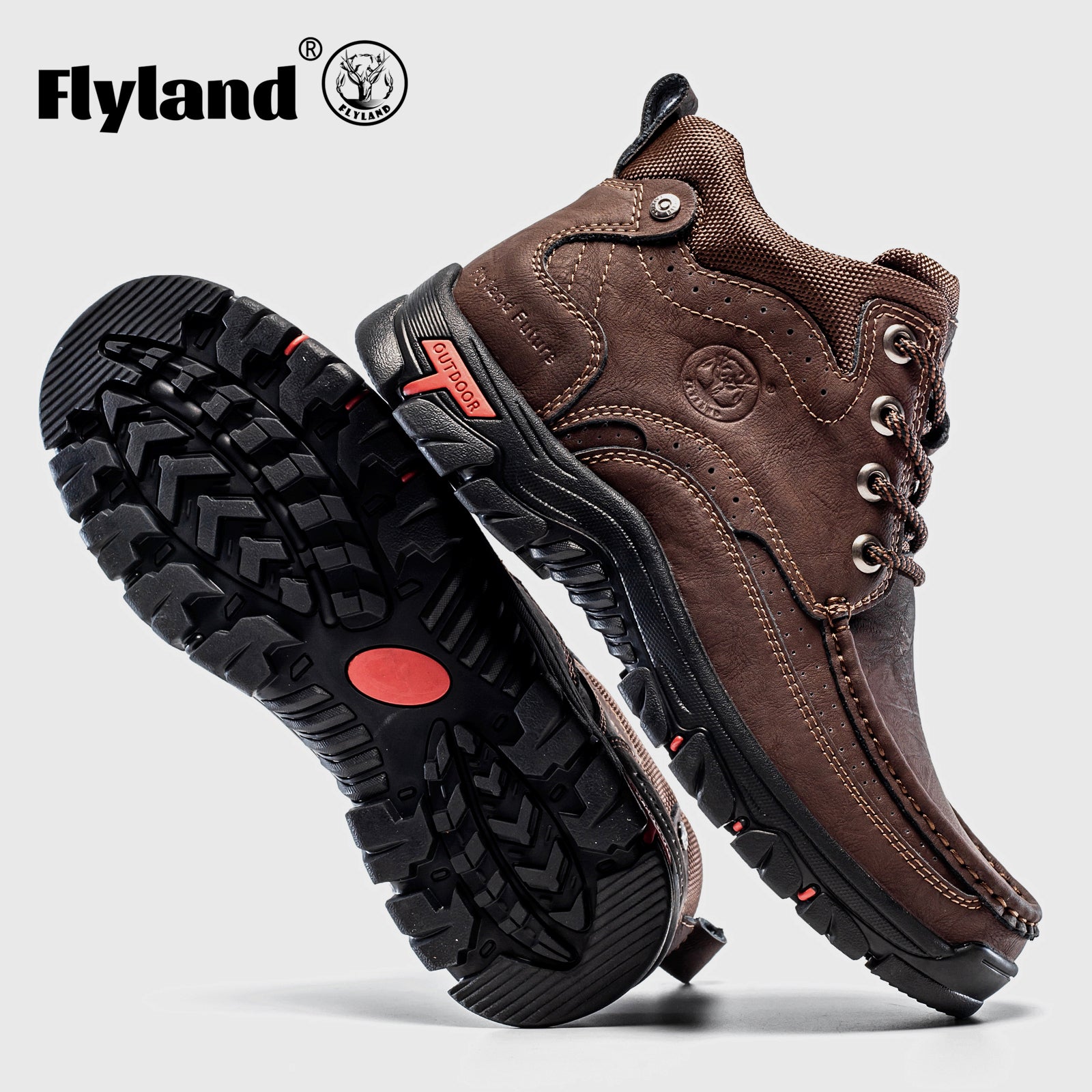 FLYLAND Men's Casual Boots Vintage Leather Ankle Dress Boot Chukka Boots Mid Top Non-Slip Driving Walking Shoes