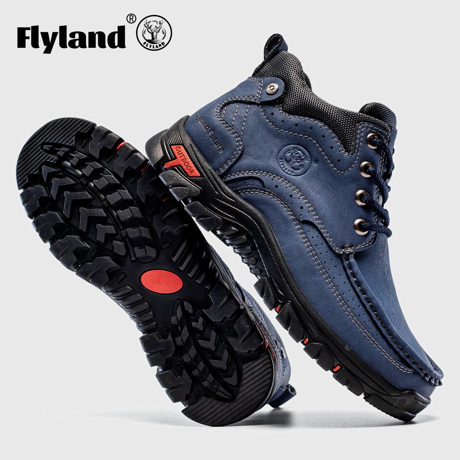 FLYLAND Men's Casual Boots Vintage Leather Ankle Dress Boot Chukka Boots Mid Top Non-Slip Driving Walking Shoes