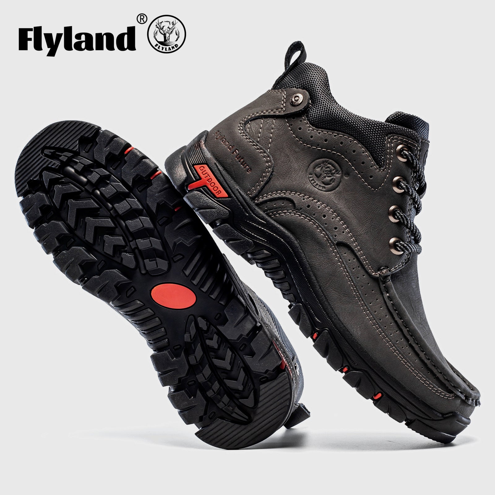 FLYLAND Men's Casual Boots Vintage Leather Ankle Dress Boot Chukka Boots Mid Top Non-Slip Driving Walking Shoes