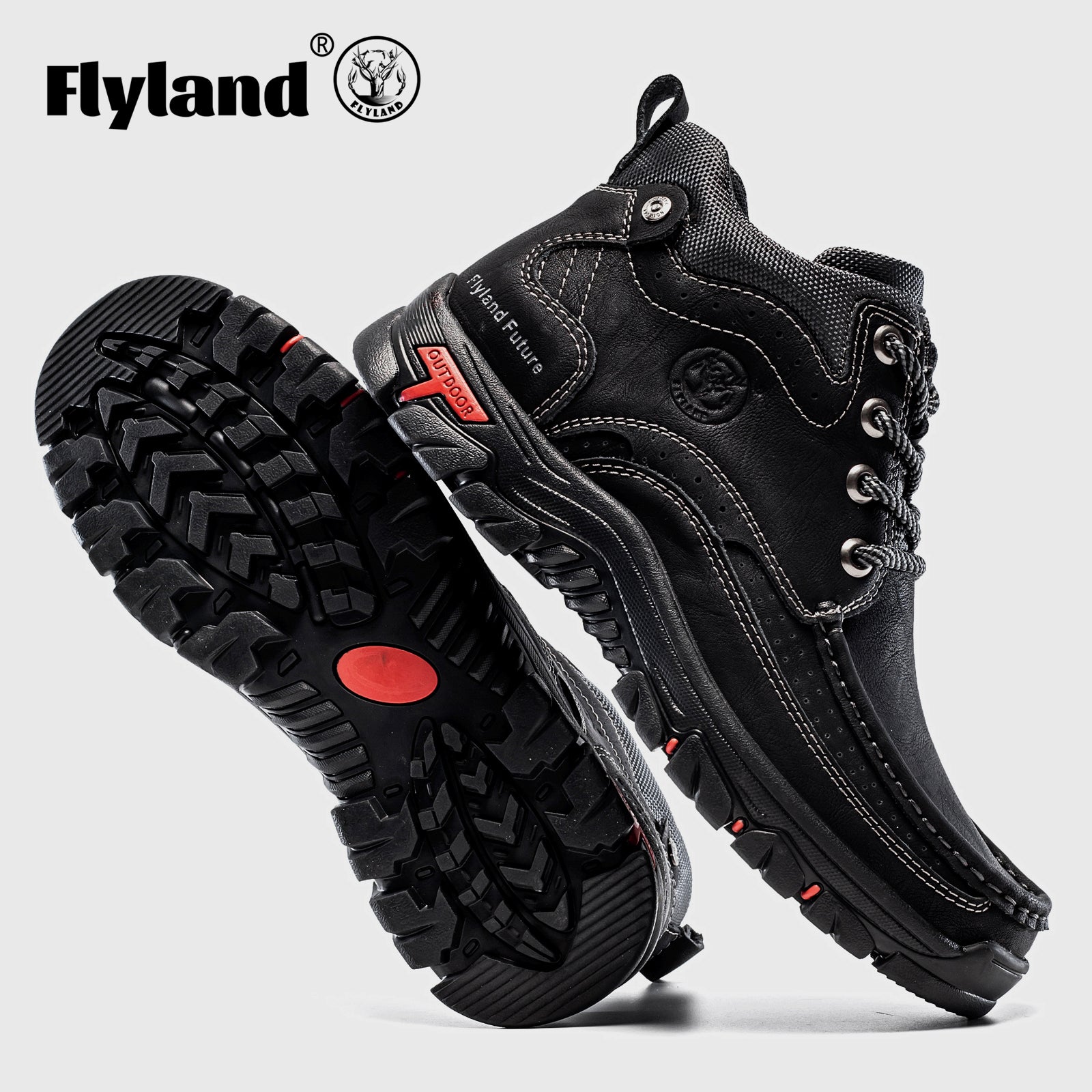 FLYLAND Men's Casual Boots Vintage Leather Ankle Dress Boot Chukka Boots Mid Top Non-Slip Driving Walking Shoes
