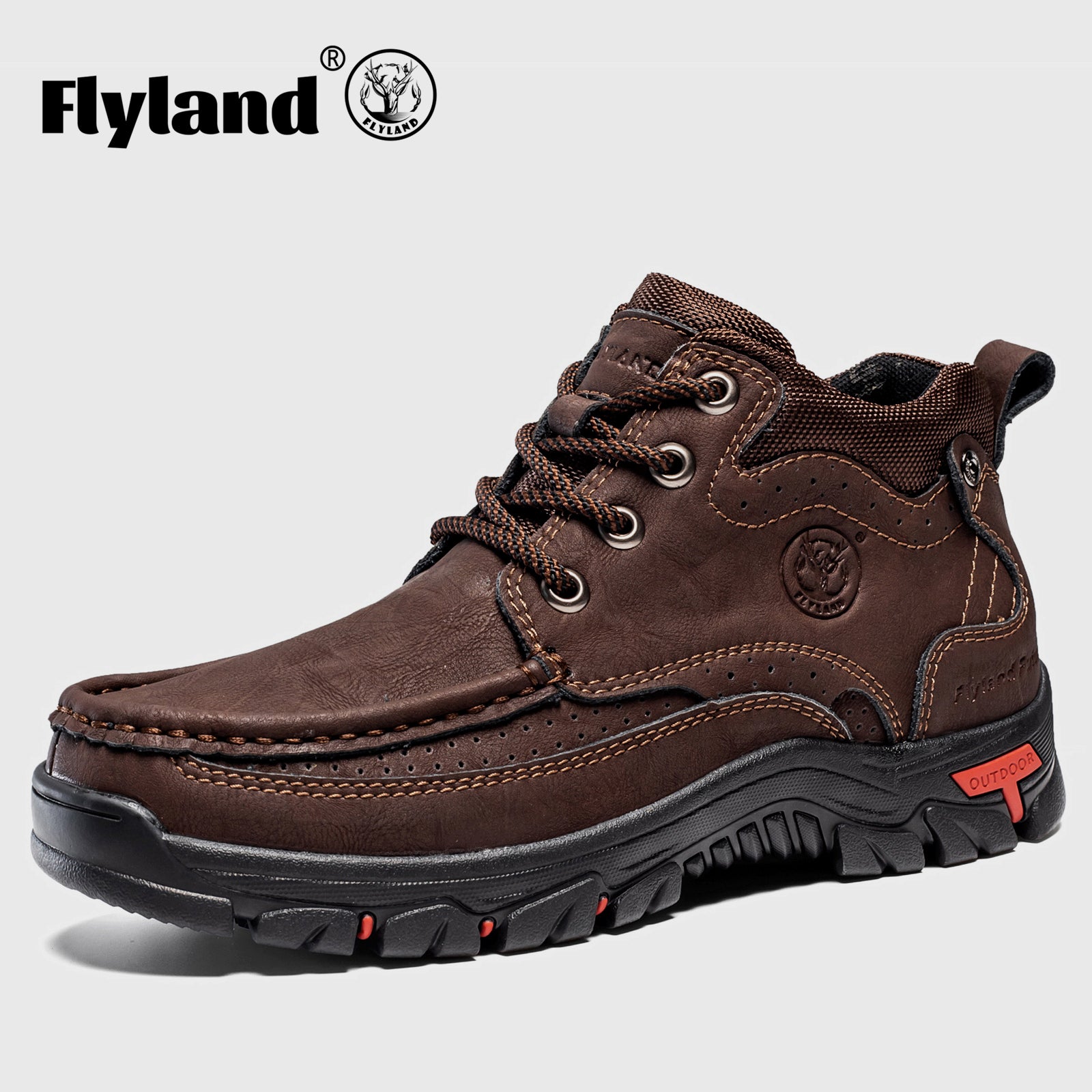 FLYLAND Men's Casual Boots Vintage Leather Ankle Dress Boot Chukka Boots Mid Top Non-Slip Driving Walking Shoes
