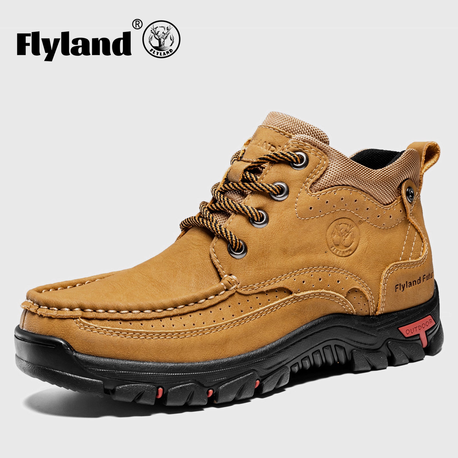 FLYLAND Men's Casual Boots Vintage Leather Ankle Dress Boot Chukka Boots Mid Top Non-Slip Driving Walking Shoes
