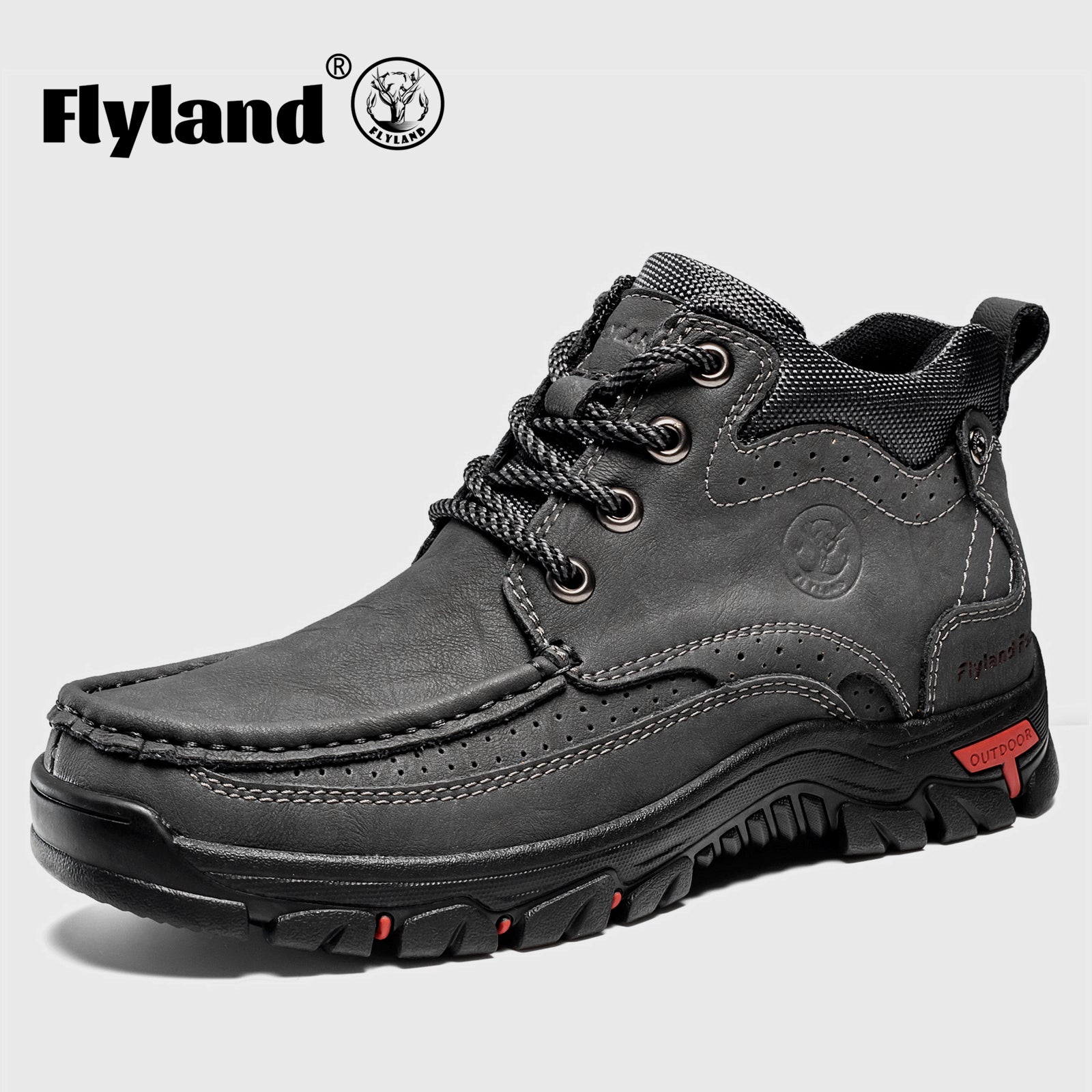FLYLAND Men's Casual Boots Vintage Leather Ankle Dress Boot Chukka Boots Mid Top Non-Slip Driving Walking Shoes