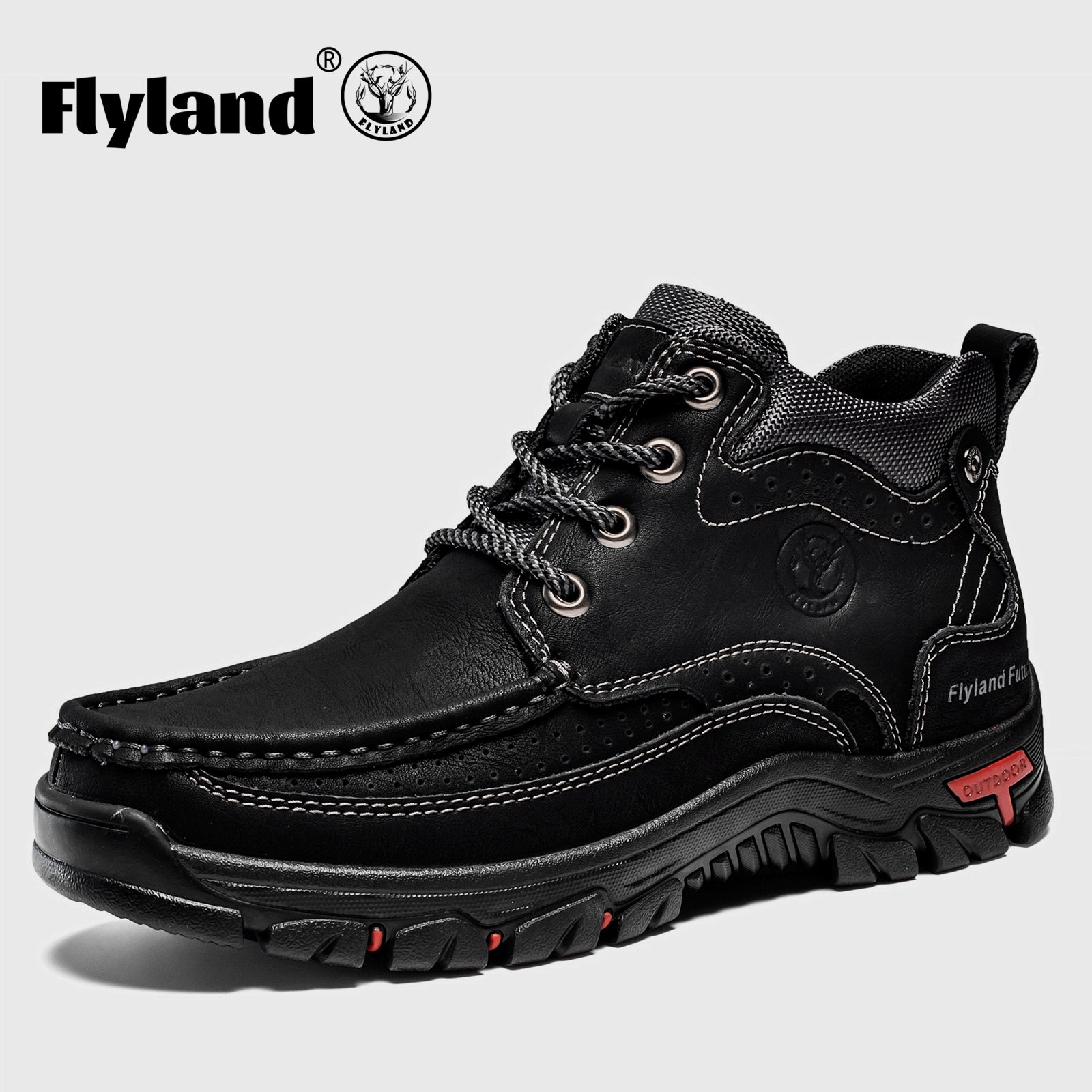 FLYLAND Men's Casual Boots Vintage Leather Ankle Dress Boot Chukka Boots Mid Top Non-Slip Driving Walking Shoes