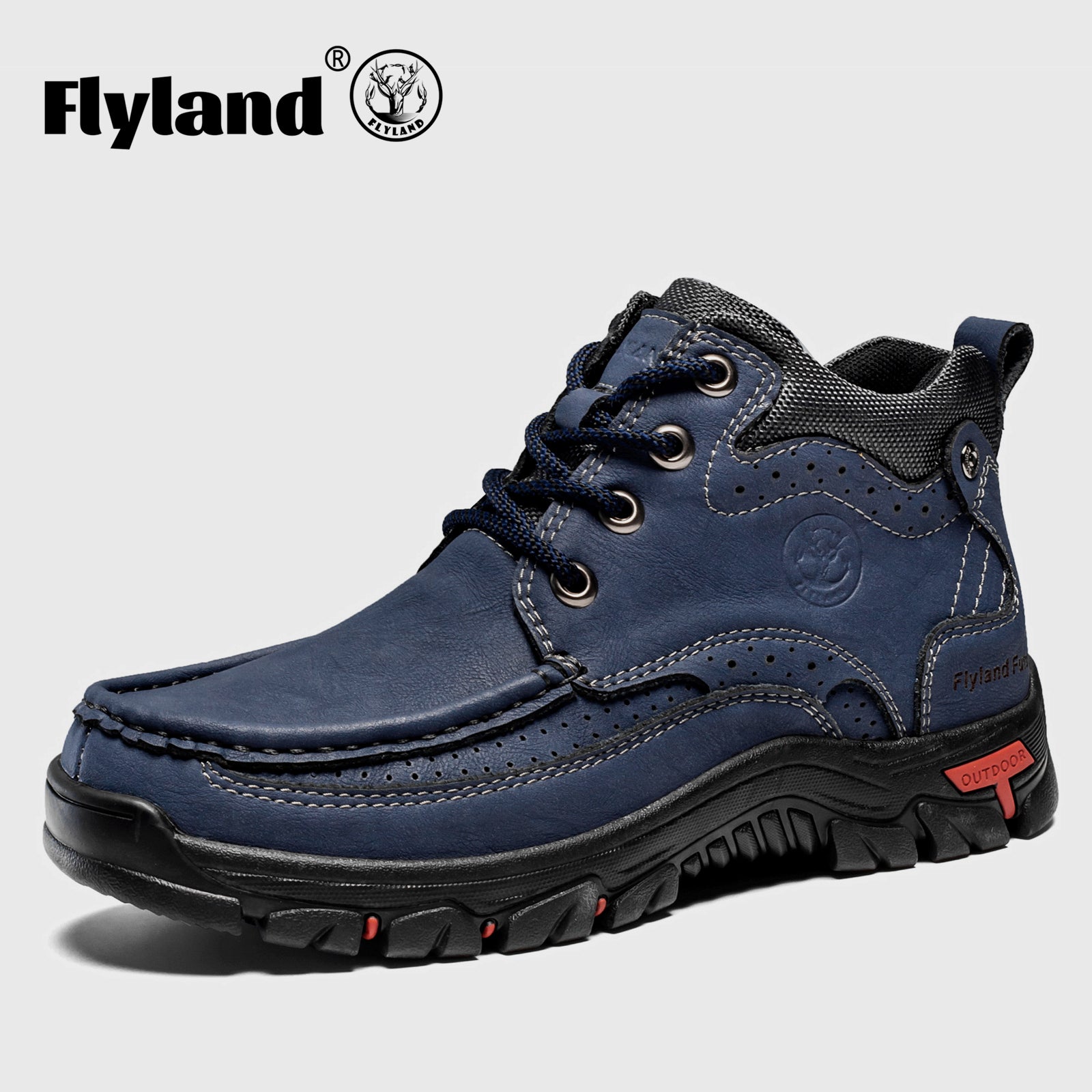 FLYLAND Men's Casual Boots Vintage Leather Ankle Dress Boot Chukka Boots Mid Top Non-Slip Driving Walking Shoes