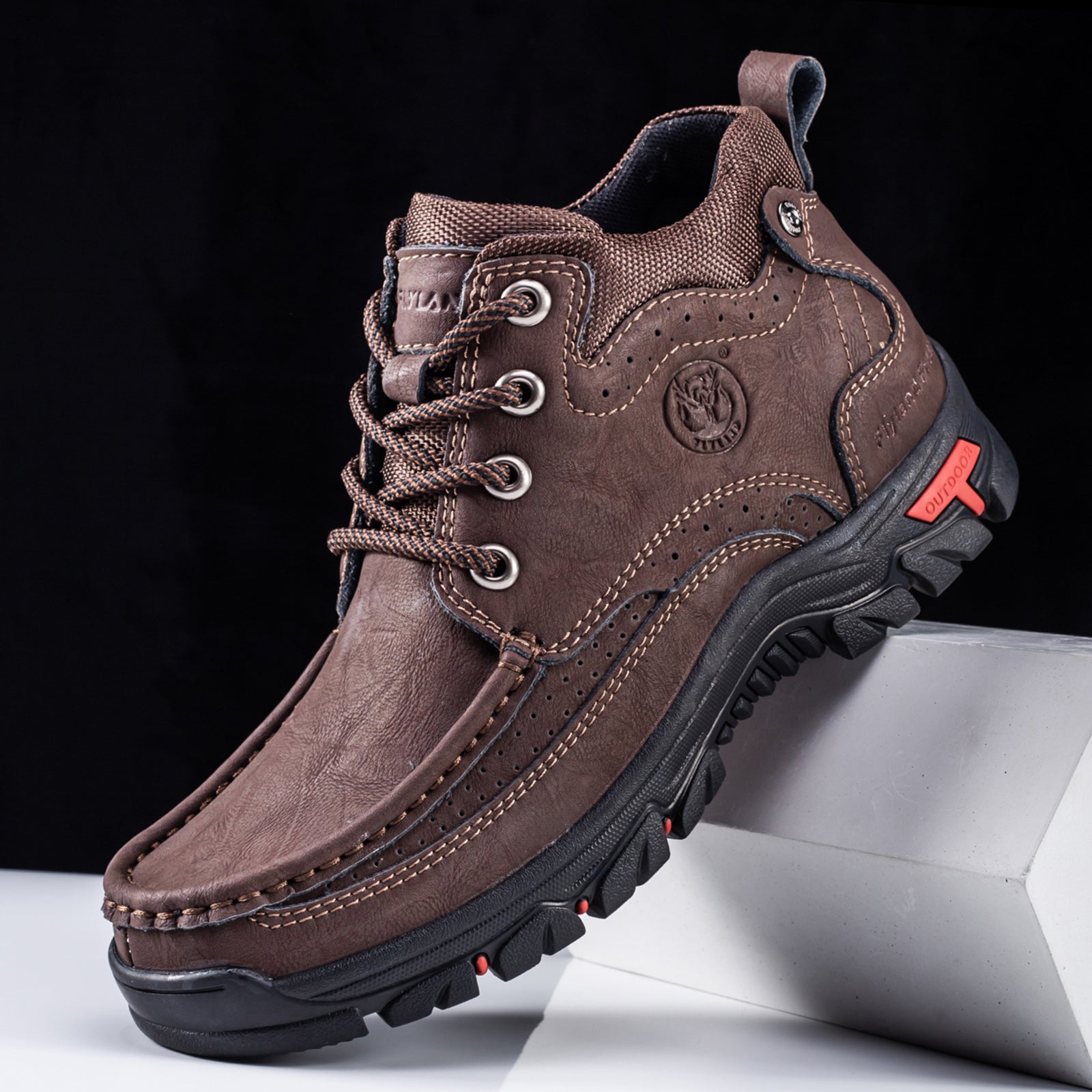 FLYLAND Men's Casual Boots Vintage Leather Ankle Dress Boot Chukka Boots Mid Top Non-Slip Driving Walking Shoes