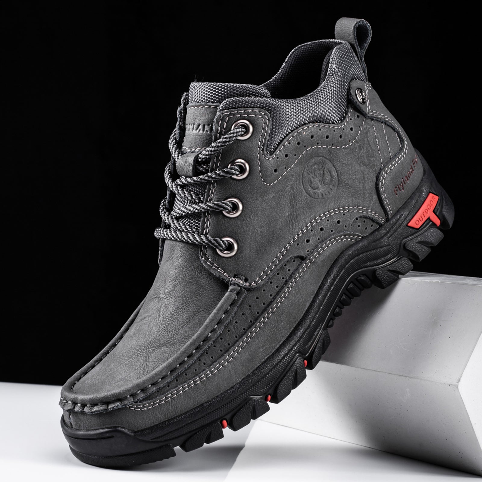 FLYLAND Men's Casual Boots Vintage Leather Ankle Dress Boot Chukka Boots Mid Top Non-Slip Driving Walking Shoes