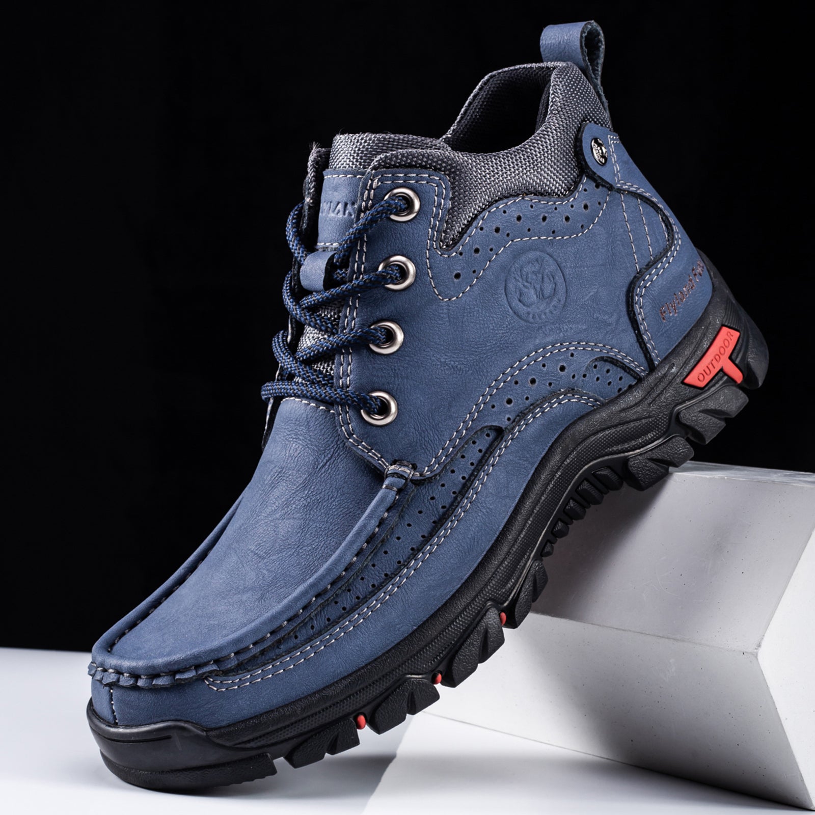 FLYLAND Men's Casual Boots Vintage Leather Ankle Dress Boot Chukka Boots Mid Top Non-Slip Driving Walking Shoes
