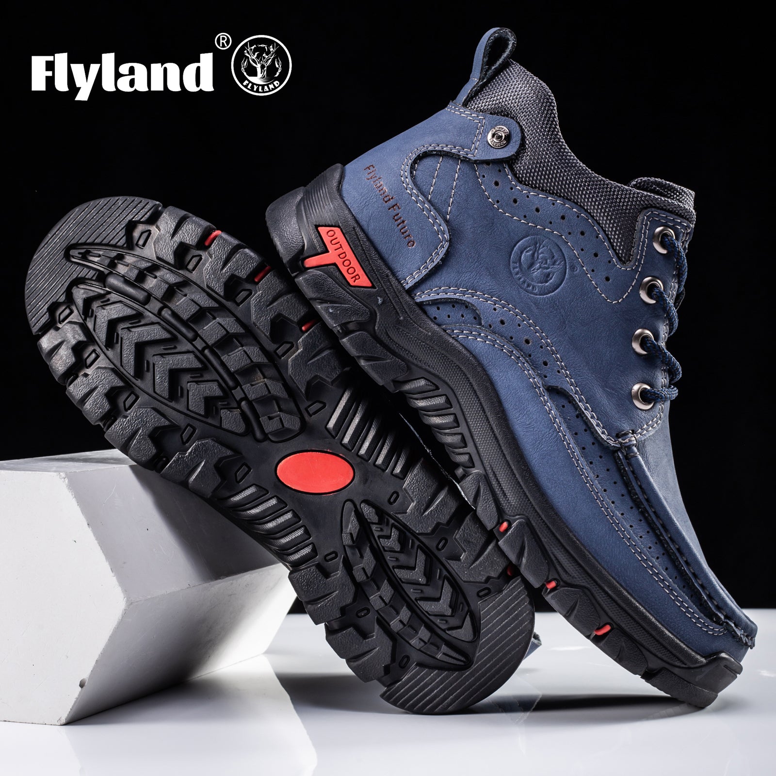 FLYLAND Men's Casual Boots Vintage Leather Ankle Dress Boot Chukka Boots Mid Top Non-Slip Driving Walking Shoes