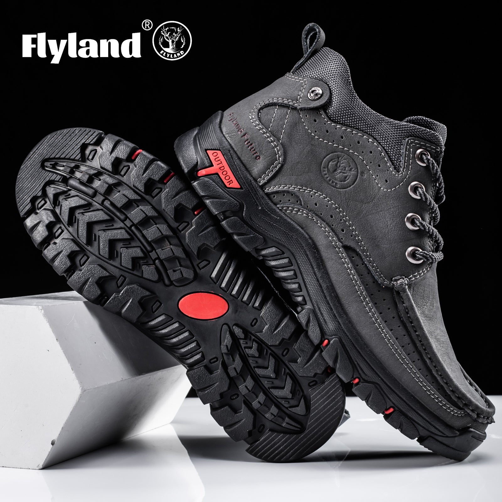 FLYLAND Men's Casual Boots Vintage Leather Ankle Dress Boot Chukka Boots Mid Top Non-Slip Driving Walking Shoes