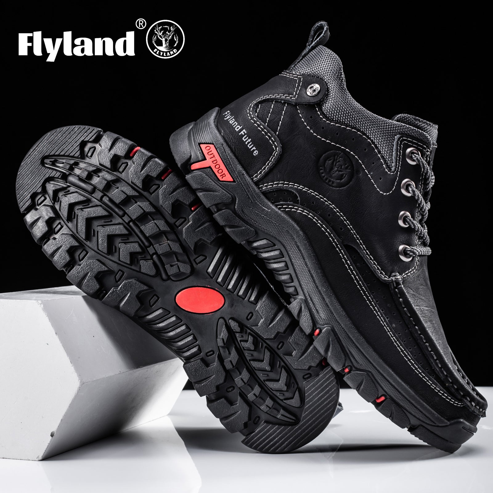 FLYLAND Men's Casual Boots Vintage Leather Ankle Dress Boot Chukka Boots Mid Top Non-Slip Driving Walking Shoes