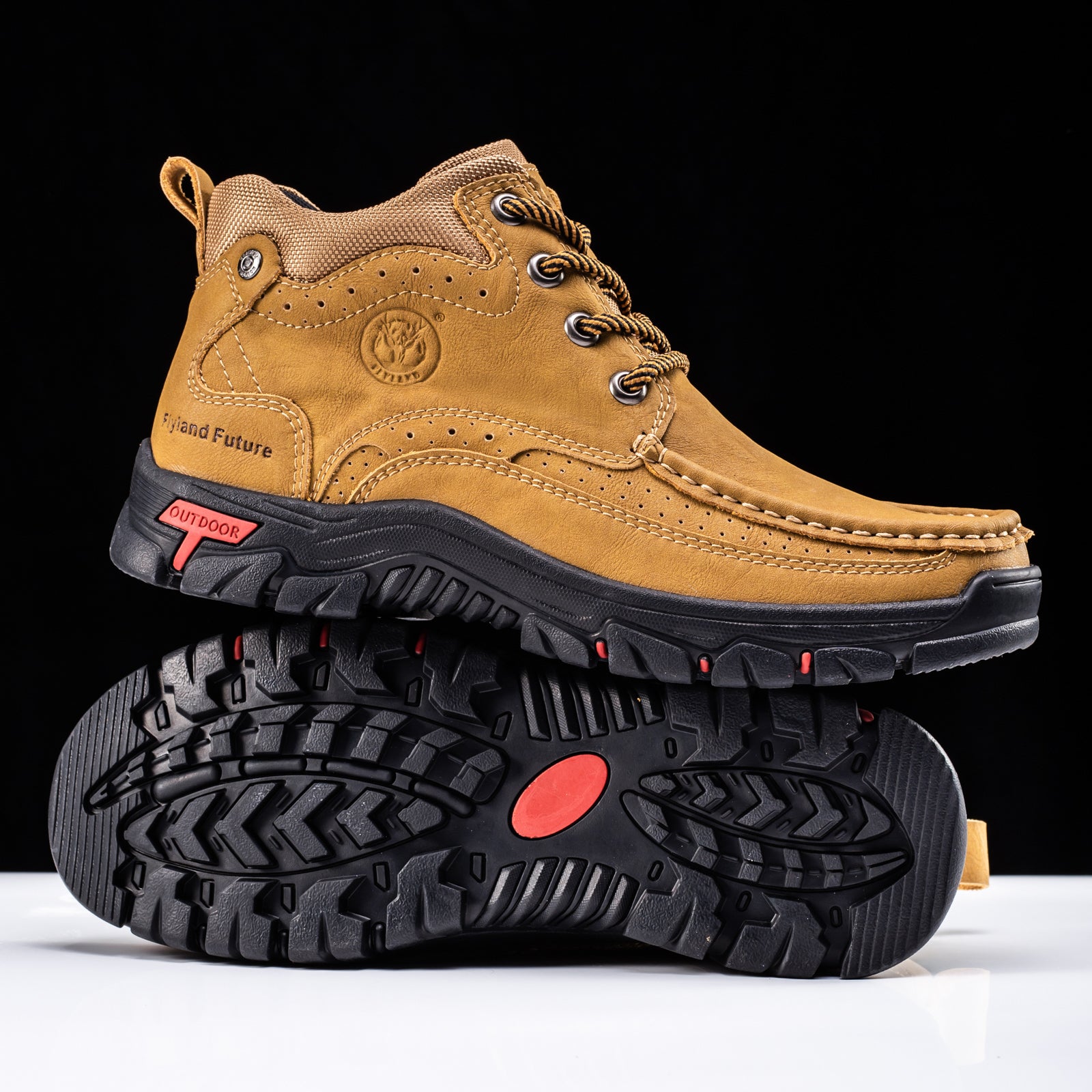 FLYLAND Men's Casual Boots Vintage Leather Ankle Dress Boot Chukka Boots Mid Top Non-Slip Driving Walking Shoes