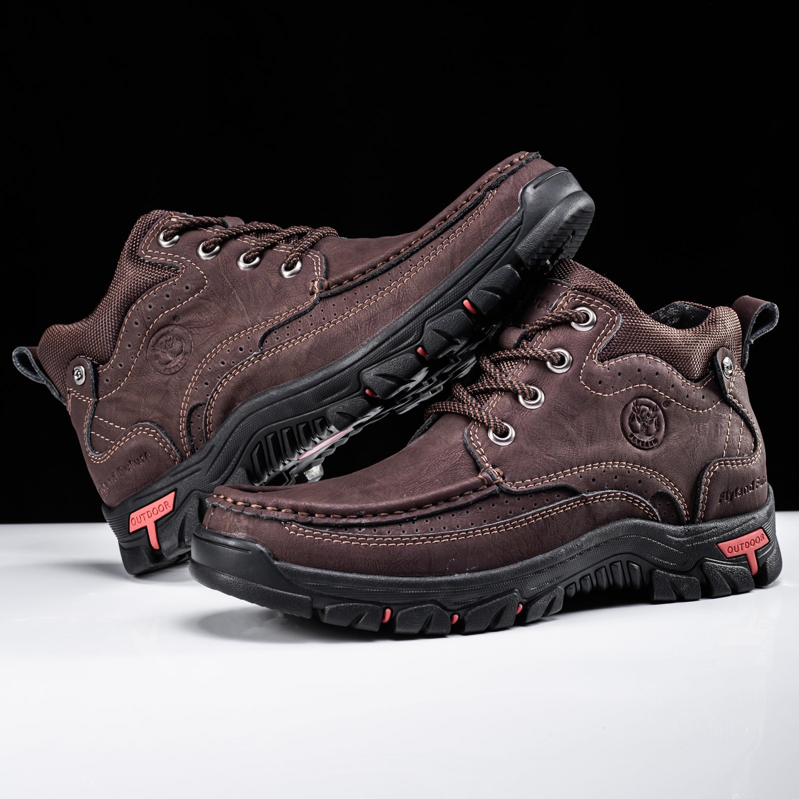 FLYLAND Men's Casual Boots Vintage Leather Ankle Dress Boot Chukka Boots Mid Top Non-Slip Driving Walking Shoes