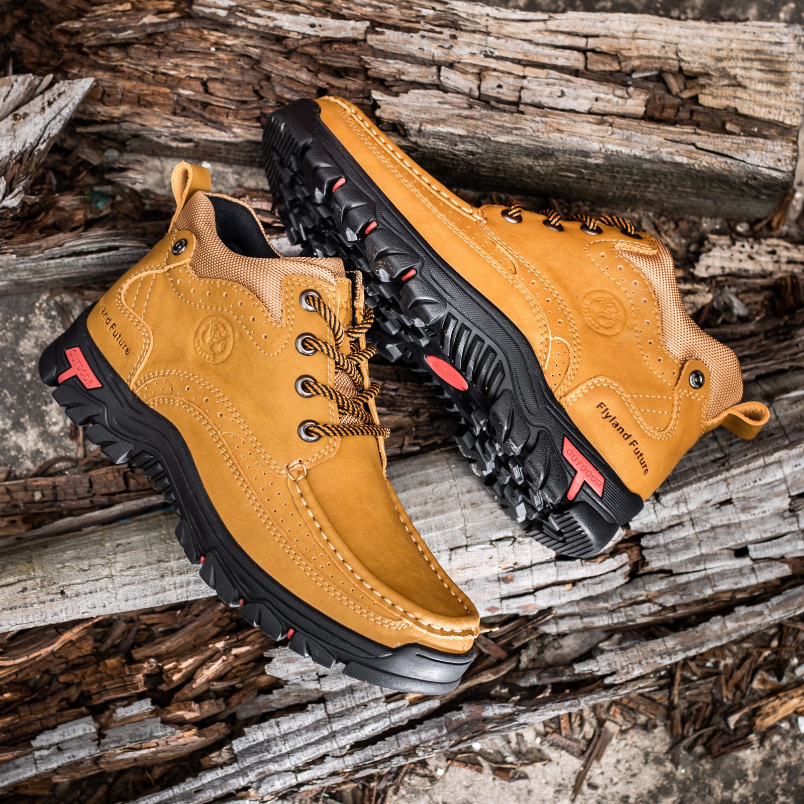 FLYLAND Men's Casual Boots Vintage Leather Ankle Dress Boot Chukka Boots Mid Top Non-Slip Driving Walking Shoes