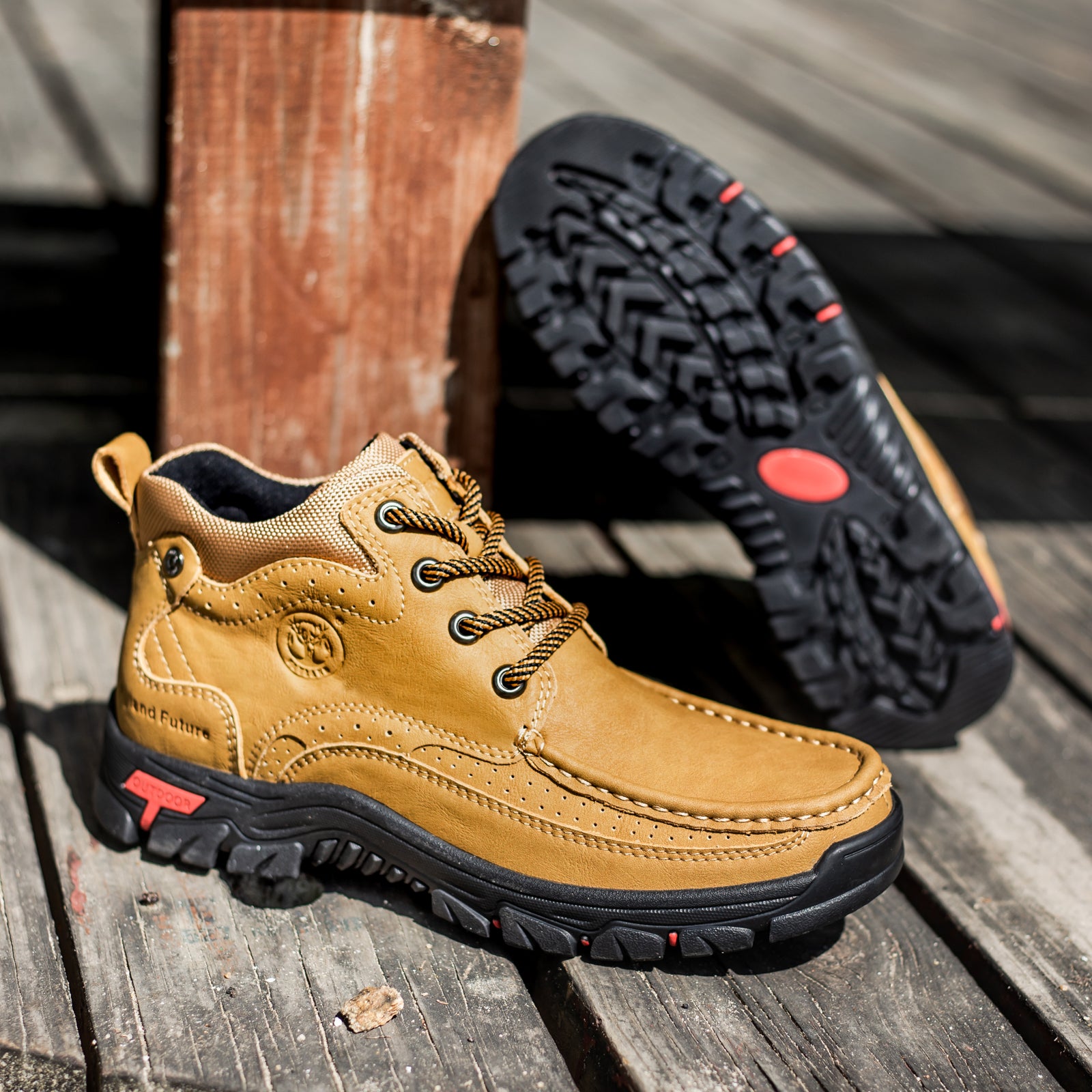 FLYLAND Men's Casual Boots Vintage Leather Ankle Dress Boot Chukka Boots Mid Top Non-Slip Driving Walking Shoes