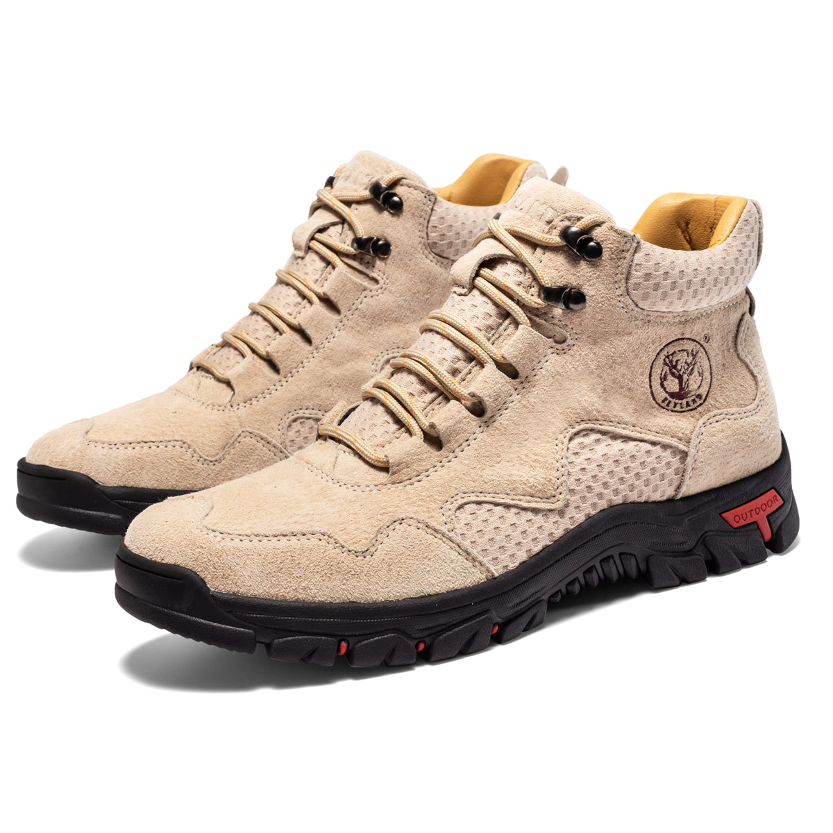 FLYLAND Men's Chukka Boots Casual Leather Shoes Ankle Shoes Non Slip Breathable Comfortable Mid Top for Driving Walking Outdoor