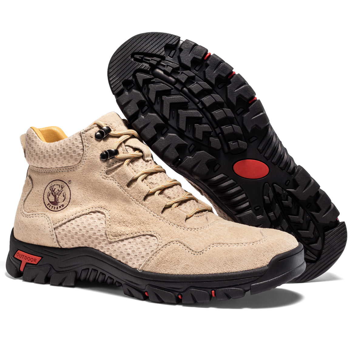 FLYLAND Men's Chukka Boots Casual Leather Shoes Ankle Shoes Non Slip Breathable Comfortable Mid Top for Driving Walking Outdoor