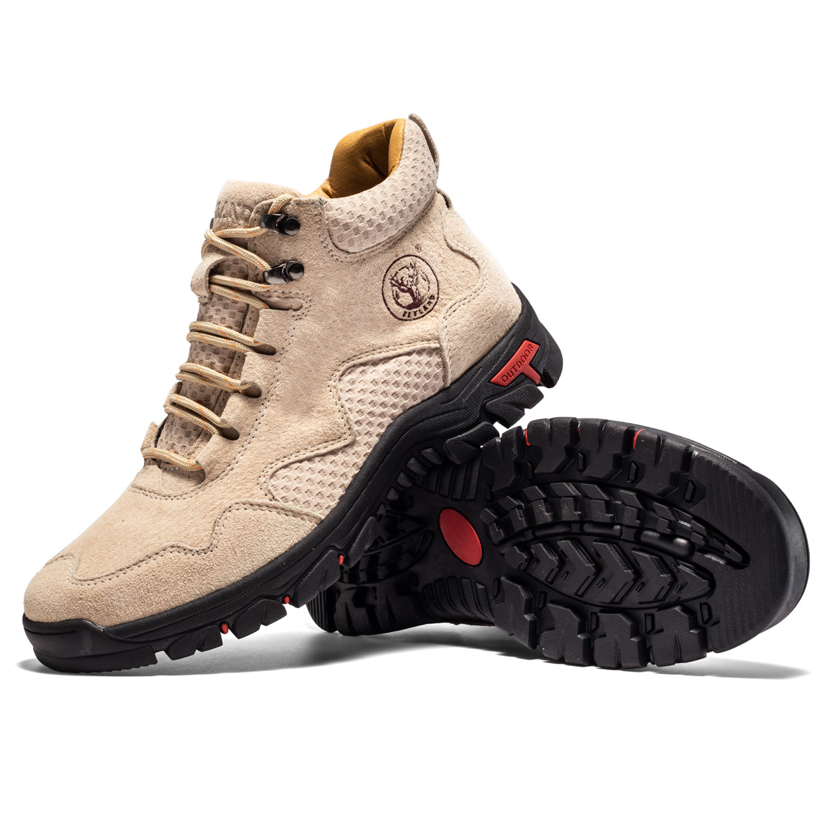 FLYLAND Men's Chukka Boots Casual Leather Shoes Ankle Shoes Non Slip Breathable Comfortable Mid Top for Driving Walking Outdoor