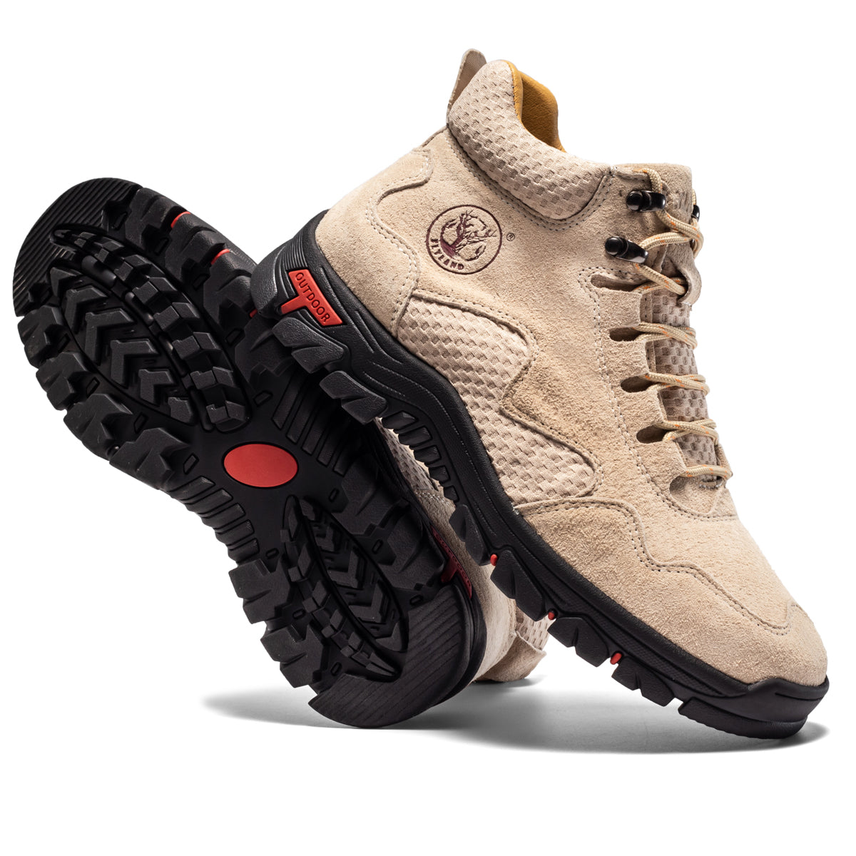 FLYLAND Men's Chukka Boots Casual Leather Shoes Ankle Shoes Non Slip Breathable Comfortable Mid Top for Driving Walking Outdoor
