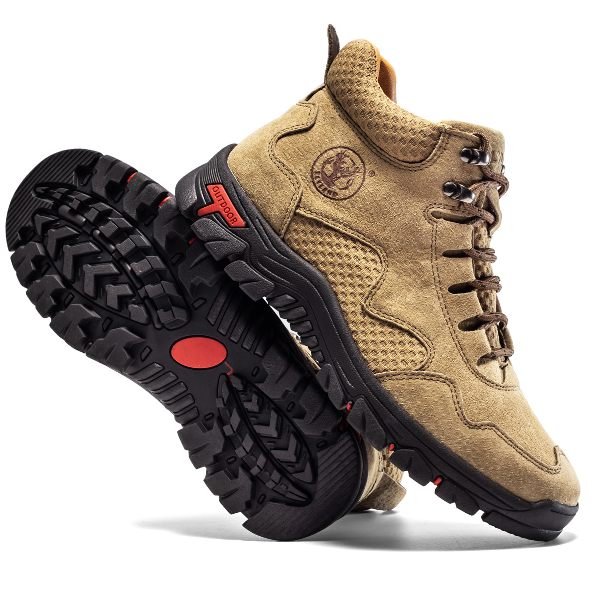 FLYLAND Men's Chukka Boots Casual Leather Shoes Ankle Shoes Non Slip Breathable Comfortable Mid Top for Driving Walking Outdoor