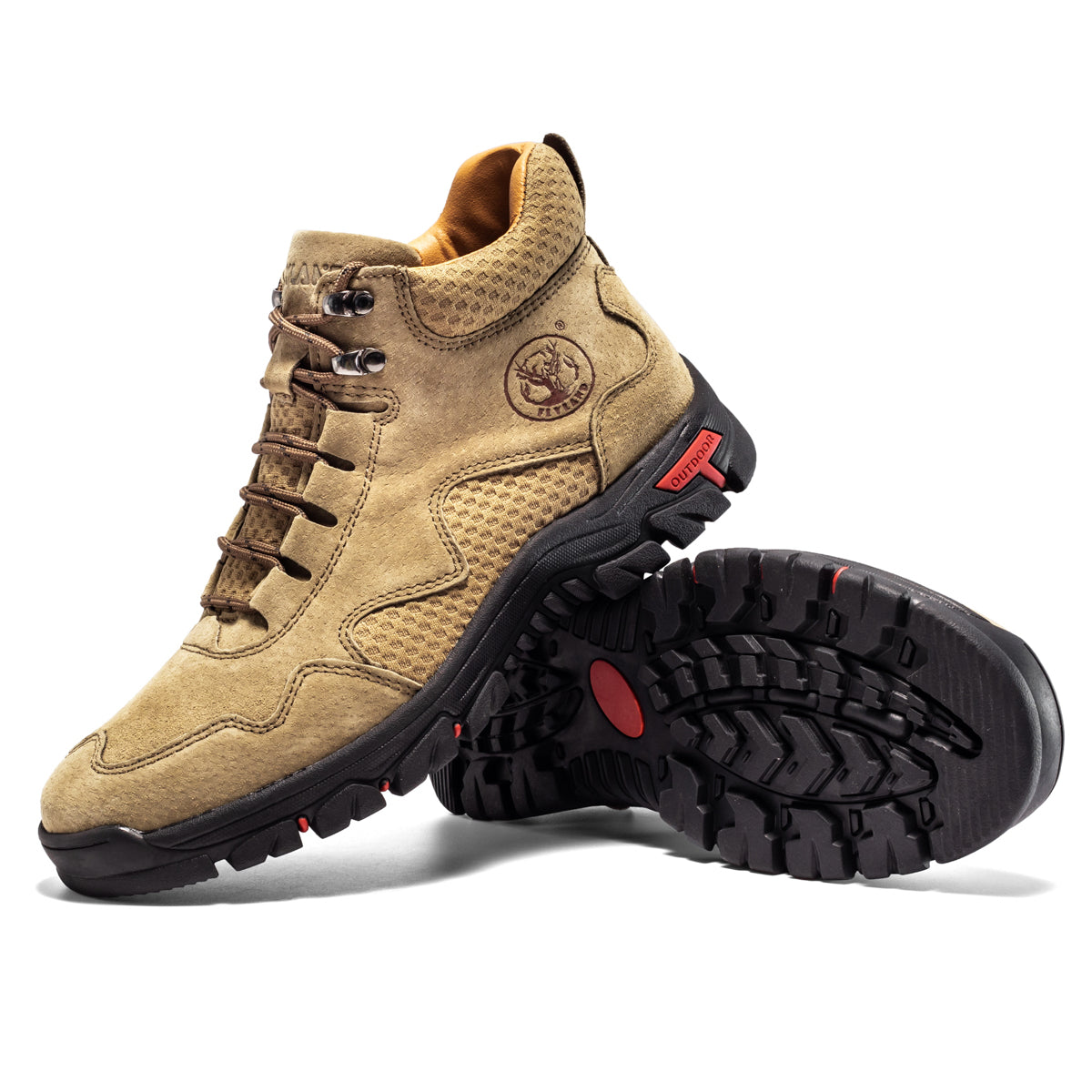 FLYLAND Men's Chukka Boots Casual Leather Shoes Ankle Shoes Non Slip Breathable Comfortable Mid Top for Driving Walking Outdoor