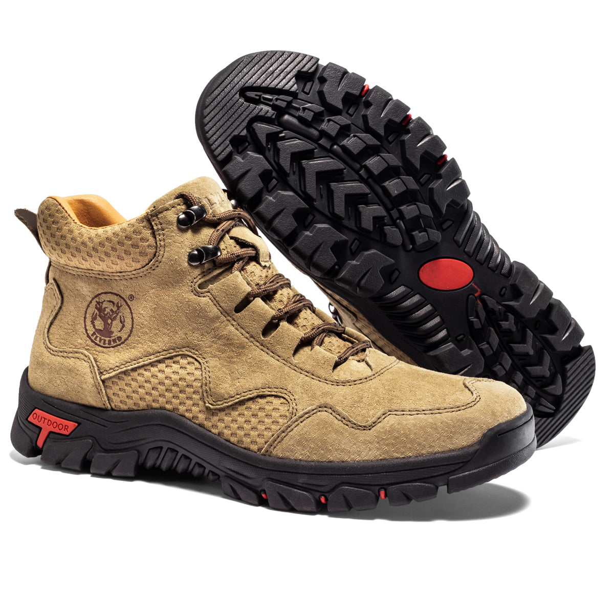 FLYLAND Men's Chukka Boots Casual Leather Shoes Ankle Shoes Non Slip Breathable Comfortable Mid Top for Driving Walking Outdoor
