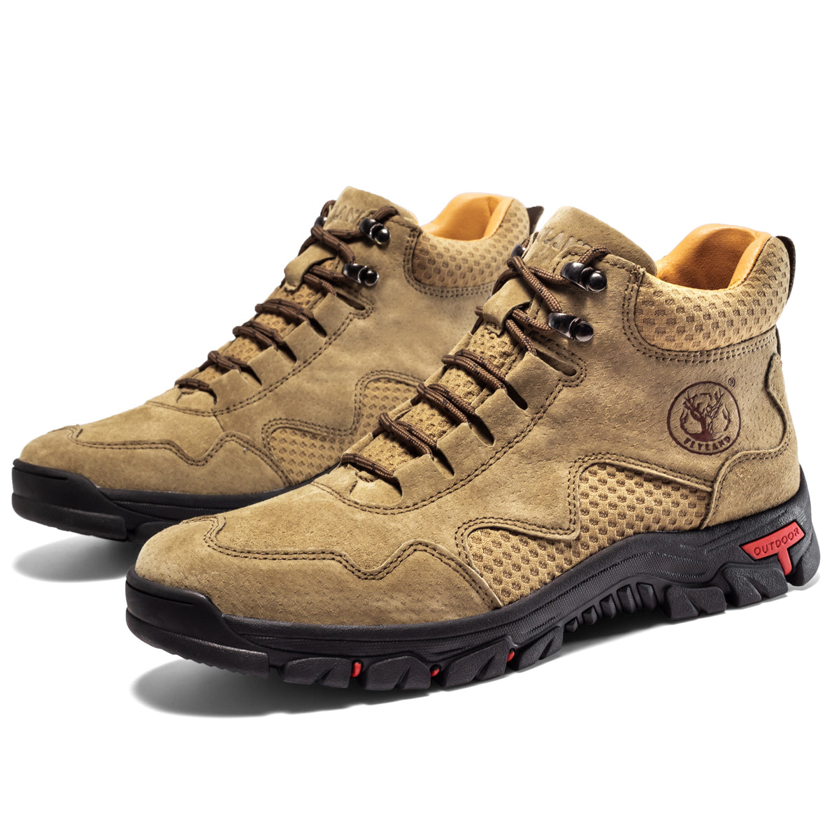 FLYLAND Men's Chukka Boots Casual Leather Shoes Ankle Shoes Non Slip Breathable Comfortable Mid Top for Driving Walking Outdoor