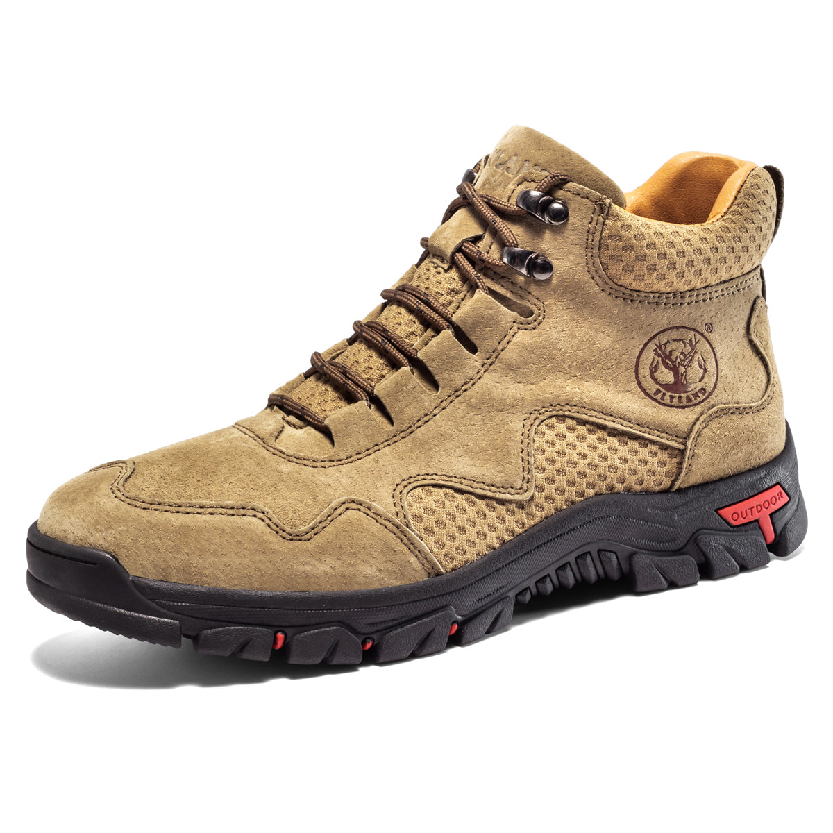 FLYLAND Men's Chukka Boots Casual Leather Shoes Ankle Shoes Non Slip Breathable Comfortable Mid Top for Driving Walking Outdoor
