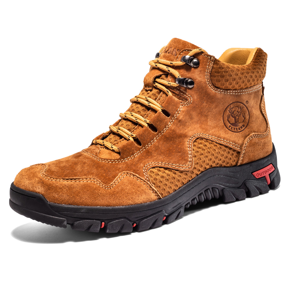 FLYLAND Men's Chukka Boots Casual Leather Shoes Ankle Shoes Non Slip Breathable Comfortable Mid Top for Driving Walking Outdoor