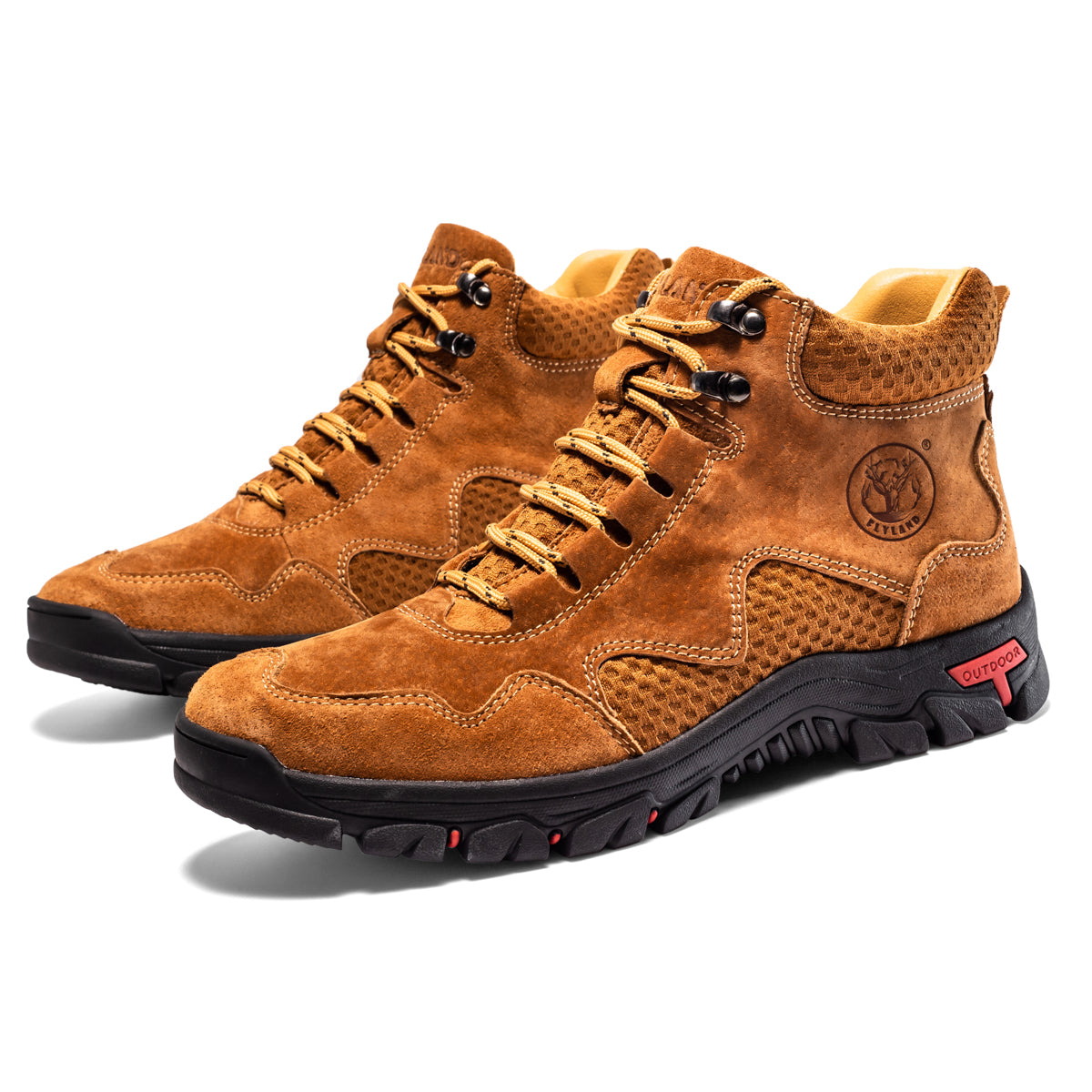 FLYLAND Men's Chukka Boots Casual Leather Shoes Ankle Shoes Non Slip Breathable Comfortable Mid Top for Driving Walking Outdoor