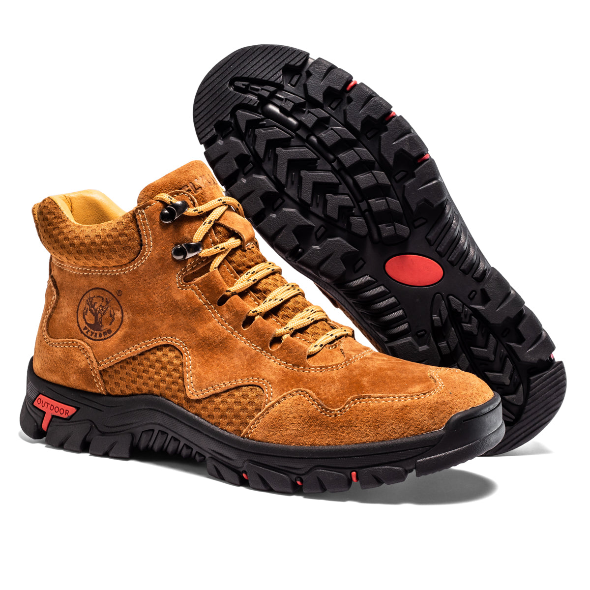 FLYLAND Men's Chukka Boots Casual Leather Shoes Ankle Shoes Non Slip Breathable Comfortable Mid Top for Driving Walking Outdoor