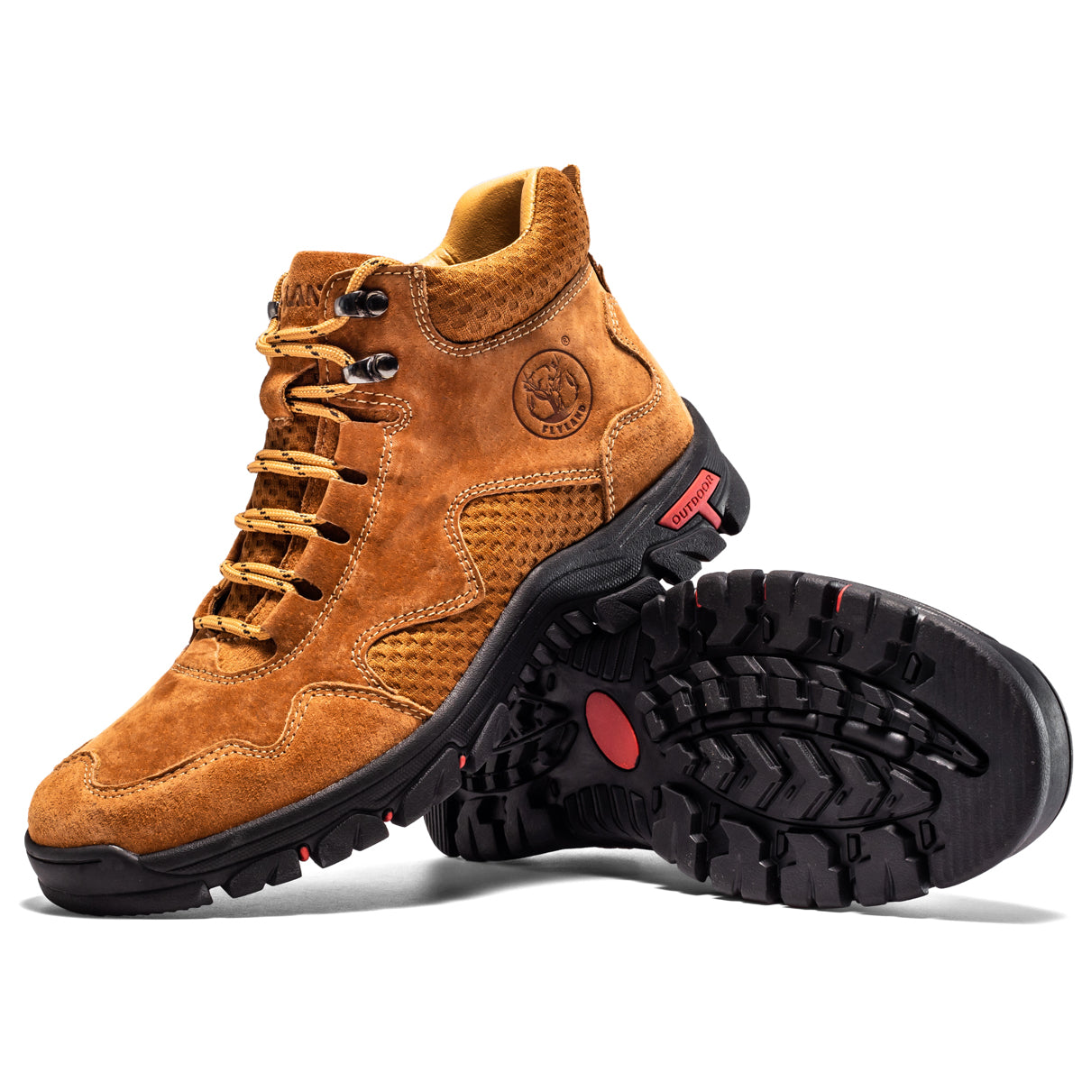 FLYLAND Men's Chukka Boots Casual Leather Shoes Ankle Shoes Non Slip Breathable Comfortable Mid Top for Driving Walking Outdoor